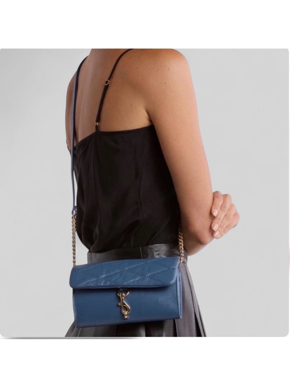 Rebecca Minkoff Edie Wallet on Chain Crossbody Blue Slate NWT - Picture 4 of 13
